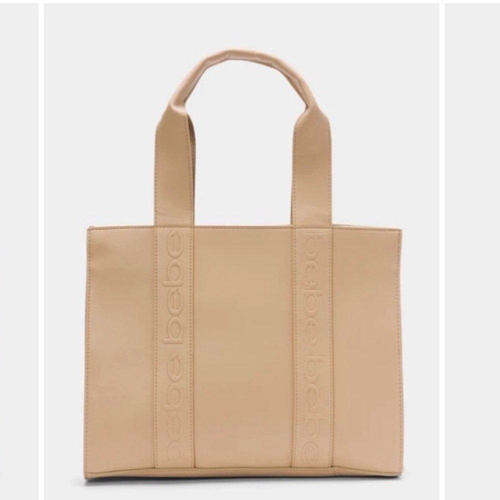 bebe Hana Tan Tote Bag Zipper Gold NWT!